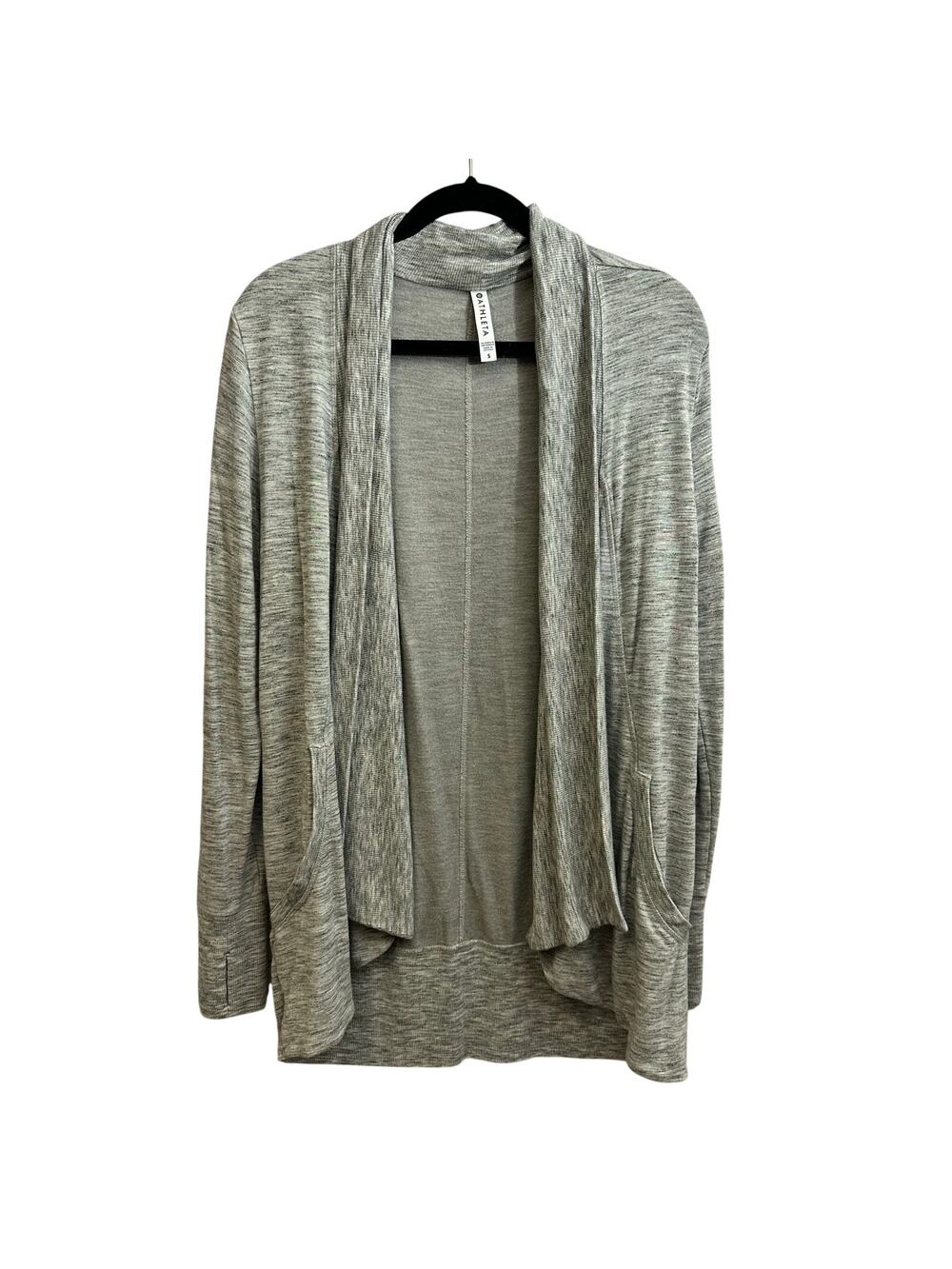 Athleta Pranayama Restore Wrap Open Cardigan Gray Small Pockets Cozy Cottage